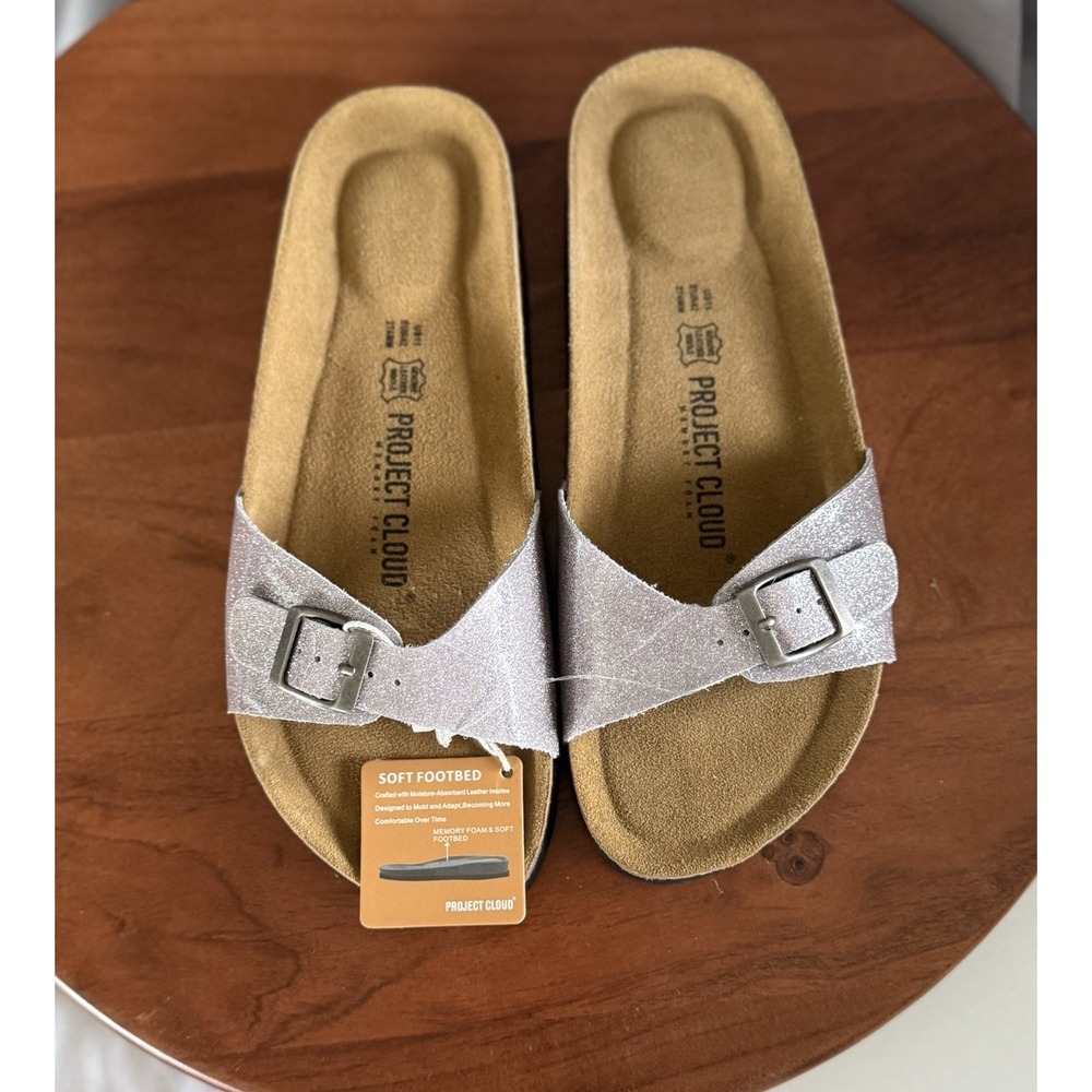 New Cushionaire Sparkle‎ Sandal Slide Women's Size 11 Soft Footbed Project Cloud